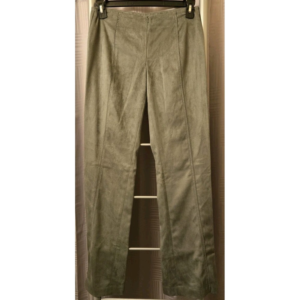 Yansi Fugel Womens Olive Green Straight Leg Dress Pants Sz 4 Career Office Wear